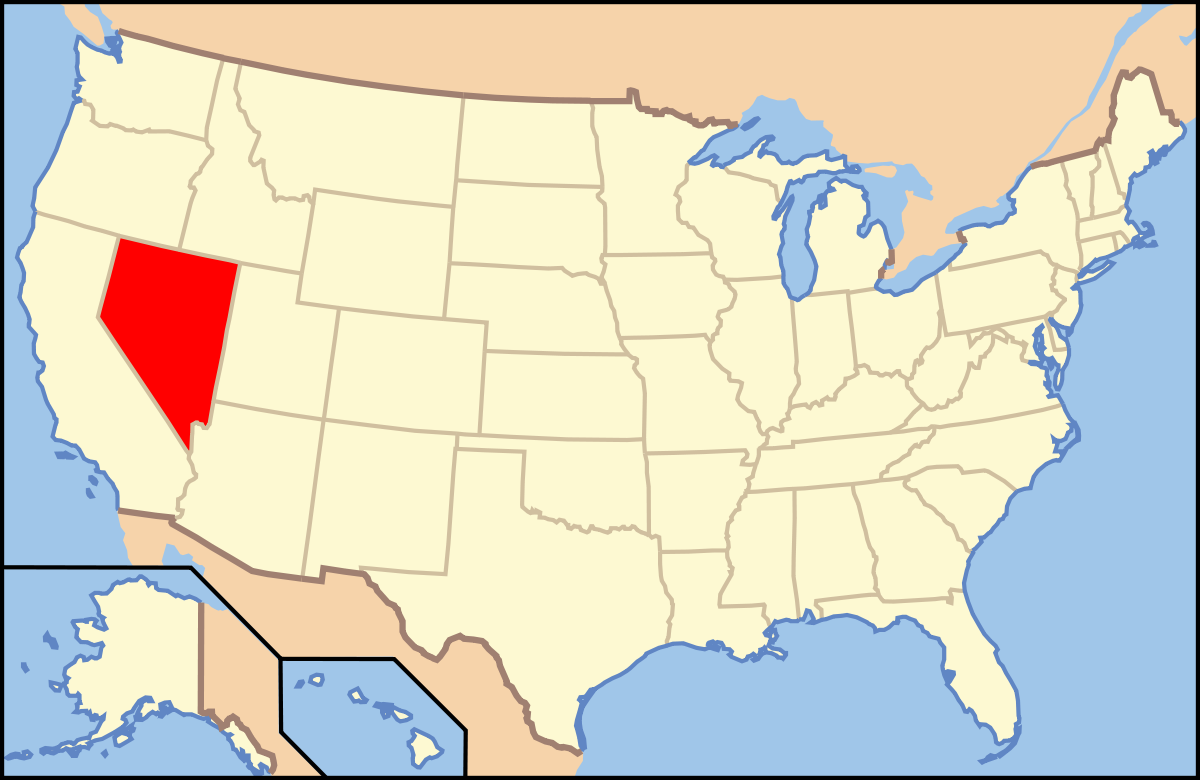 Bang Nevada trên bản đồ nước Mỹ
