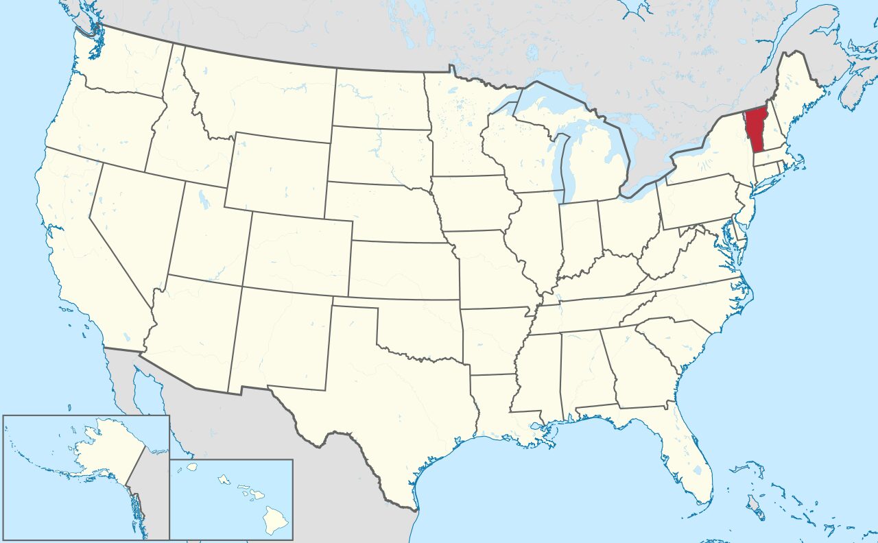 Vị trí Vermont trên bảng đồ Nước Mỹ