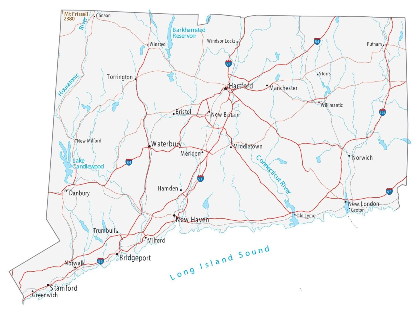 Vị trí bang Connecticut trên bản đồ
